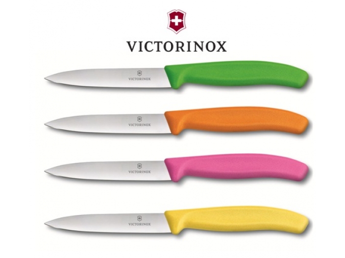 רביעיית סכיני ירקות צבעוניים – להב שפיץ חלק VICTORINOX