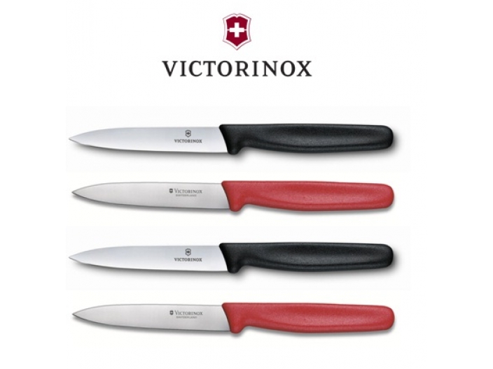 רביעיית סכיני ירקות אדום שחור – להב שפיץ חלק VICTORINOX / ויקטורינוקס