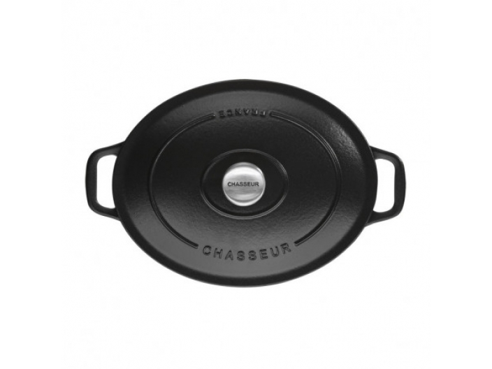 סיר אובלי יציקת ברזל Chasseur בנפח 6 ליטר קוטר 31 ס"מ צבע שחור