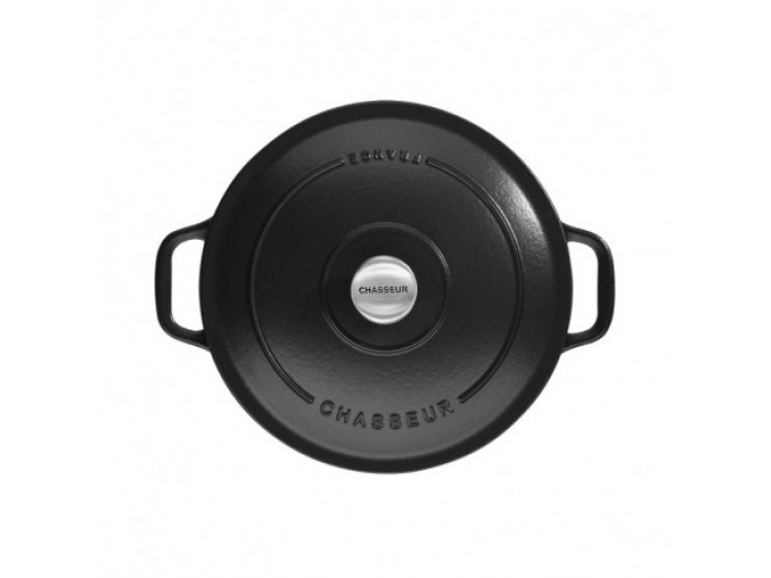 סיר בישול יציקת ברזל בנפח 3.2 ליטר קוטר 22 ס"מ תוצרת צרפת צבע שחור Chasseur
