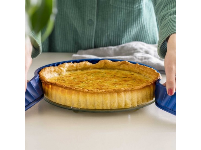 תבנית פאי מתפרקת Quiche dish עם תחתית זכוכית 26 ס”מ כחול מבית Coox