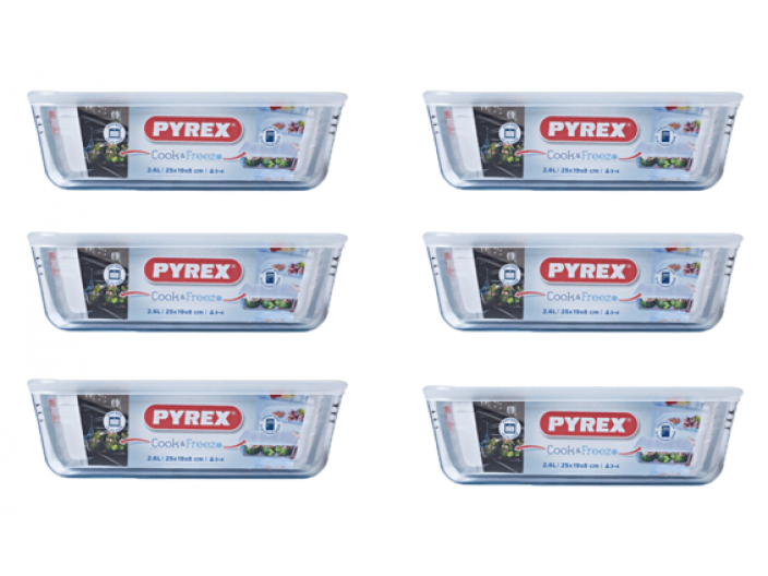 מארז 6 קופסאות פיירקס Pyrex מכסה לבן 1.5 ליטר