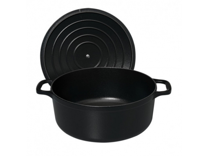 סיר בישול יציקת ברזל בנפח 3.2 ליטר קוטר 22 ס"מ תוצרת צרפת צבע שחור Chasseur