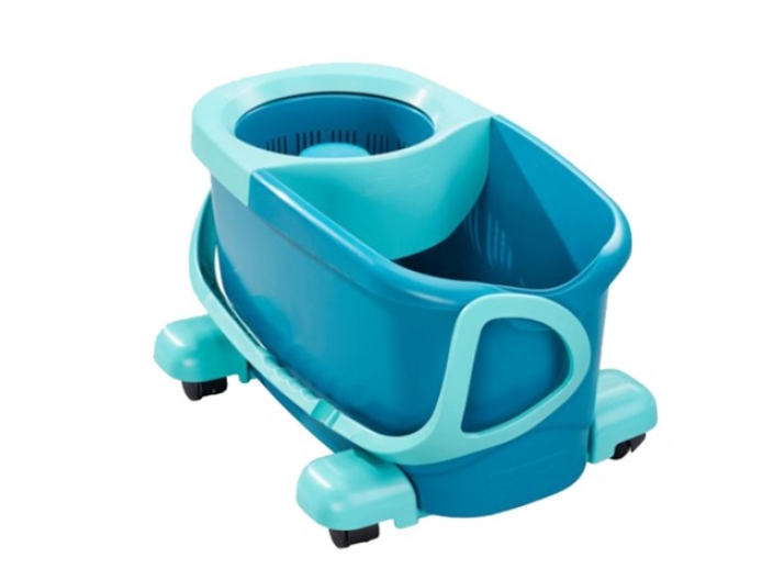 ערכת ניקוי Clean Twist Disc Mop Ergo Mobile and Bucket מבית Leifheit כולל גלגלים דגם 52102