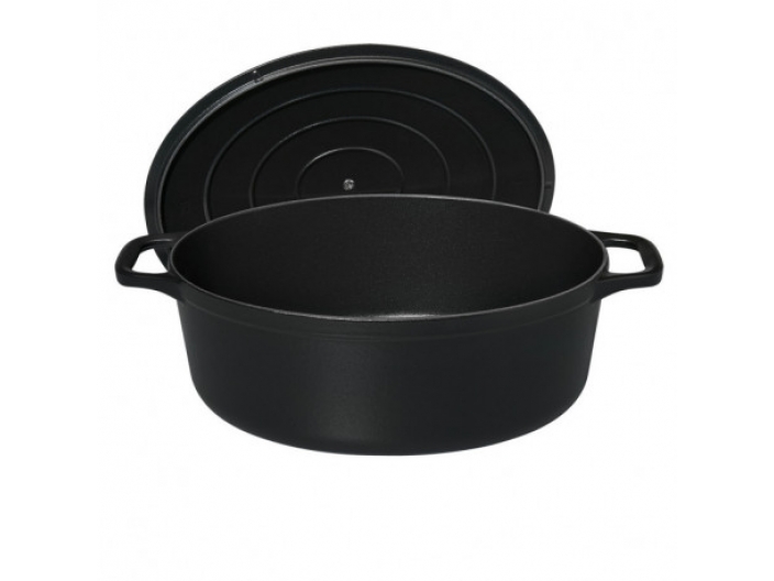 סיר ברזל אובלי Chasseur בנפח 5 ליטר קוטר 29 ס"מ צבע שחור