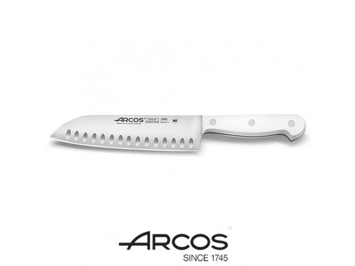 סכין שף ארקוס סנטוקו 17 ס"מ עם חריצים - ידית לבנה דגם 286014