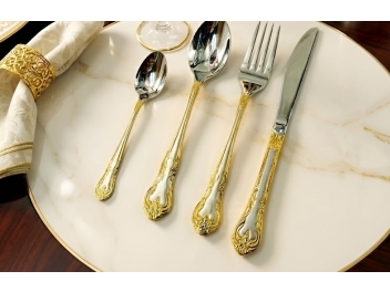 סט סכום נירוסטה 24 חלקים עם פס זהב דגם יסמין