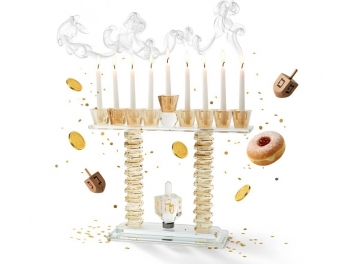 חנוכיה קריסטל מדרגות עם סביבון 23x27 ס