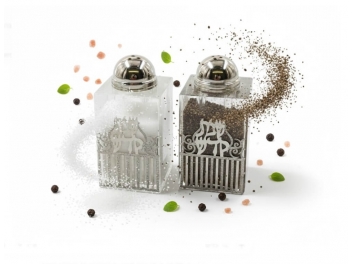 סט מלח פלפל קריסטל מוכסף כיתוב שבת קודש