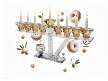 חנוכיה קריסטל לילך 36x18 ס