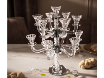 פמוט שבת קריסטל מעוצב איכותי 13 קנים 47 ס