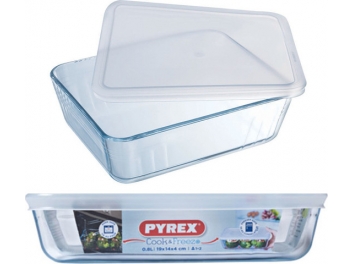 כלי אחסון מלבני + מכסה פלסטיק 0.8 ליטר Pyrex