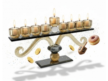 חנוכיה קריסטל ורד שחור 36x17 ס