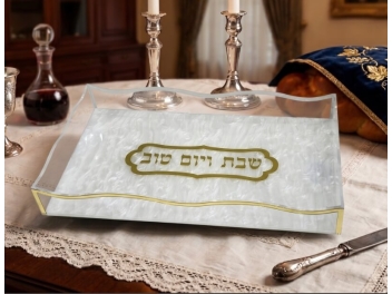 מגש חלה אקריל שיש לבן 20x35 ס