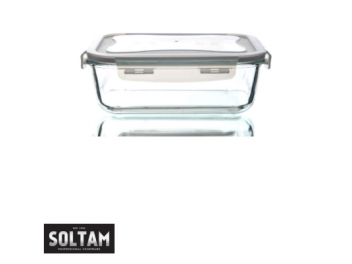 קופסאת אחסון מלבנית זכוכית 1 ליטר סולתם Soltam