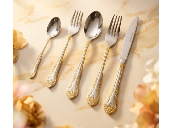 סט סכום נירוסטה 30 חלקים עם פס זהב דגם סחלב נירוסטה 18/10