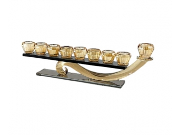 חנוכיה קריסטל ורד שחור 36x12 ס