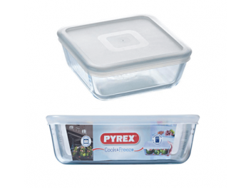 קופסאת אחסון פיירקס מרובע לבן 2 ליטר Pyrex