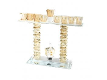 חנוכיה קריסטל מדרגות עם סביבון 23x27 ס