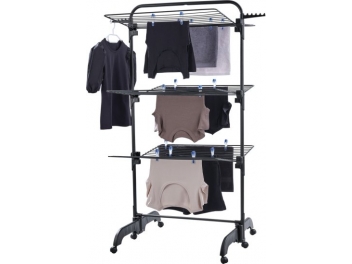 מתקן ייבוש כביסה מגדל Leifheit Comfort Tower 420 Black Diamond צבע שחור כולל משלוח עד הבית