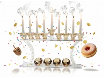 חנוכיה 4 יהלומים קריסטל 37x20 ס