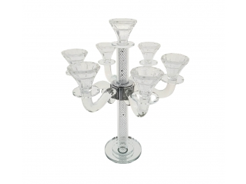 פמוט שבת קריסטל 7 קנים סליל כסף 34 ס