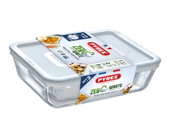 סט 2 קופסאות פיירקס זכוכית מכסה לבן 0.8 + 1.5 ליטר Pyrex