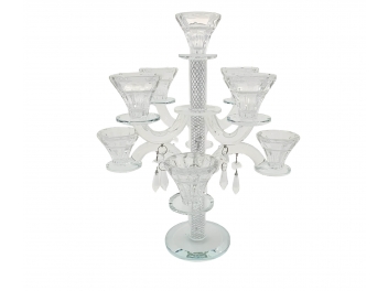 פמוט שנדליר 9 קנים קריסטל סליל כסף