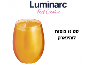 סט 12 כוסות קריסטל  צבע זהב לומינארק Luminarc