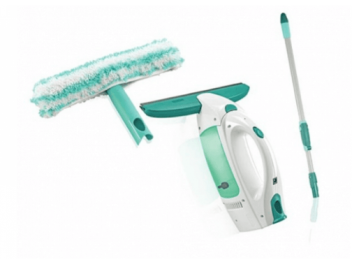 סט מנקה חלונות חשמלי LEIFHEIT לייפהייט עם מקרצף+מוט 1.35 מטר 