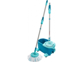 ערכת ניקוי Clean Twist Disc Mop Ergo Mobile and Bucket מבית Leifheit כולל גלגלים דגם 52102