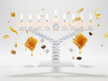 חנוכיה קריסטל מדרגות מידות 24x36 ס