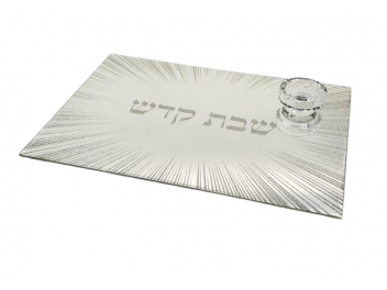 מגש חלה זכוכית הכולל מלחיה 25x35 ס