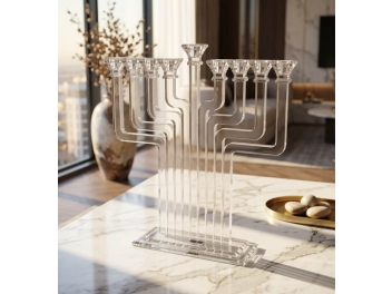 חנוכיה קריסטל 40x44 שקוף קלאסי