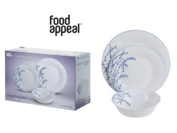 מערכת אוכל מעוטר מזכוכית אנטי צ'יפ 18 חלקים Food Appeal Blue Jardin