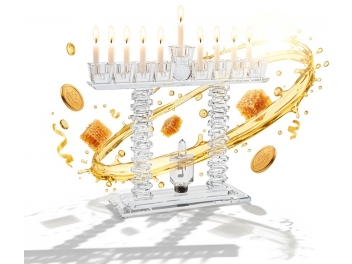 חנוכיה קריסטל מדורג כולל סביבון 24x27 ס