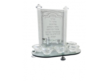 פמוט שולחני קריסטל 5 קנים כסוף