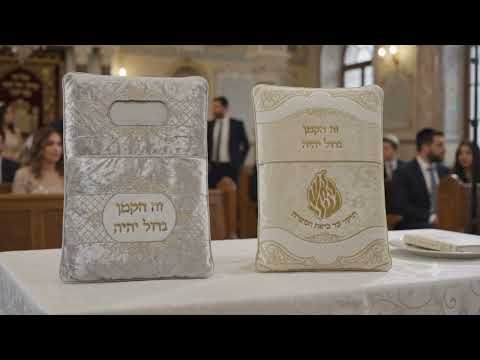 כרית לברית - 70X47 ס"מ סטן לבן 'זה הקטן גדול יהיה'